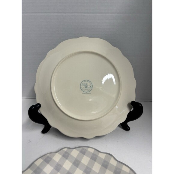 Pioneer Woman GINGHAM GREY Set of  4 Dinner Plates 10 3/4" NEW - Picture 6 of 10